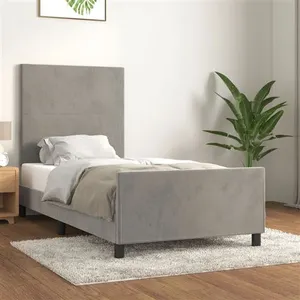 vidaXL Cadre de lit avec tête de lit Gris clair 80x200 cm Velours pas cher