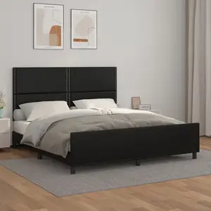 vidaXL Cadre de lit avec tête de lit Noir 180x200 cm Similicuir pas cher
