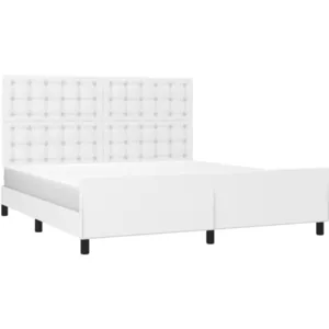 vidaXL Cadre de lit avec tête de lit Blanc 160x200 cm Similicuir pas cher