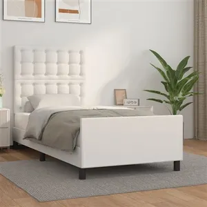 vidaXL Cadre de lit avec tête de lit Blanc 90x200 cm Similicuir pas cher