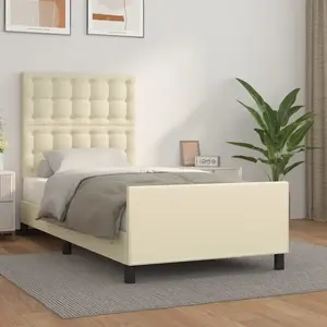 vidaXL Vidaxl Cadre De Lit Avec Tête De Lit Crème 100x200 Cm Similicuir pas cher