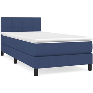 vidaXL Sommier à lattes de lit avec matelas Bleu 90x200 cm Tissu pas cher