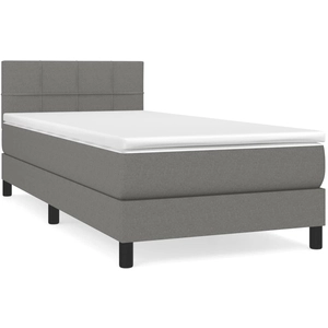 vidaXL Sommier à lattes de lit et matelas Gris foncé 90x190 cm Tissu pas cher