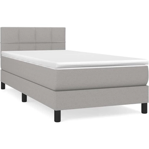 vidaXL Sommier à lattes de lit et matelas Gris clair 90x190 cm Tissu pas cher