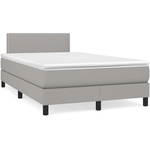 vidaXL Sommier à lattes de lit avec matelas Gris clair 140x190cm Tissu pas cher
