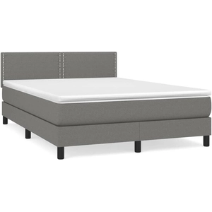 vidaXL Sommier à lattes de lit avec matelas Gris foncé 140x190cm Tissu pas cher