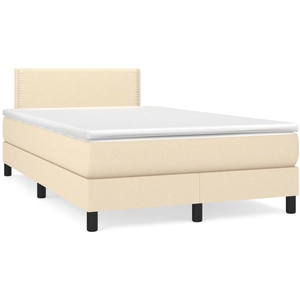 Comparateur de prix : vidaXL Sommier à lattes de lit avec matelas Crème 140x190 cm Tissu