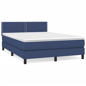 vidaXL Sommier à lattes de lit avec matelas Bleu 140x190 cm Tissu pas cher
