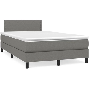 vidaXL Sommier à lattes de lit avec matelas Gris foncé 120x200cm Tissu pas cher