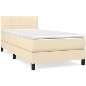 vidaXL Sommier à lattes de lit avec matelas Crème 80x200 cm Tissu pas cher