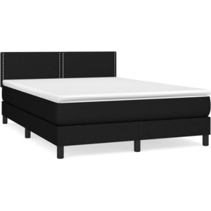 vidaXL Sommier à lattes de lit avec matelas Noir 140x200 cm Tissu pas cher
