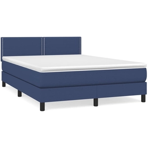 vidaXL Sommier à lattes de lit avec matelas Bleu 140x200 cm Tissu pas cher