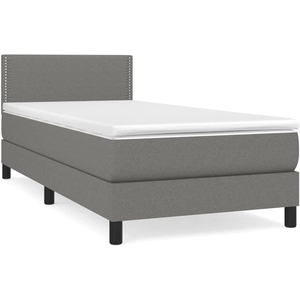 vidaXL Sommier à lattes de lit avec matelas Gris foncé 100x200cm Tissu pas cher