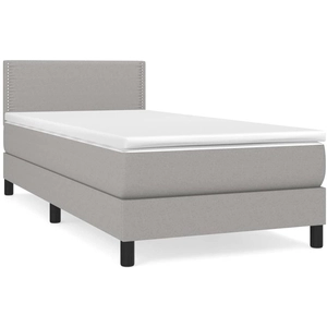 vidaXL Sommier à lattes de lit avec matelas Gris clair 90x200 cm Tissu pas cher