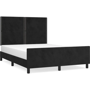 vidaXL Cadre de lit avec tête de lit Noir 140x200 cm Velours pas cher