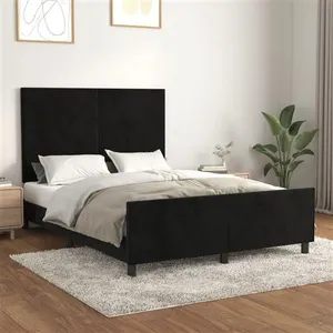 vidaXL Cadre de lit avec tête de lit Noir 140x190 cm Velours pas cher