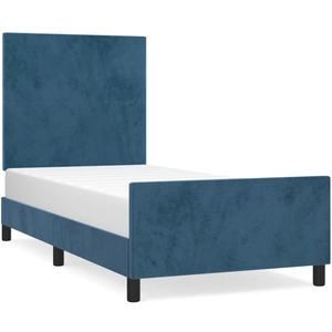 vidaXL Cadre de lit avec tête de lit Bleu foncé 140x190 cm Velours pas cher