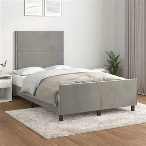vidaXL Cadre de lit avec tête de lit Gris clair 120x200 cm pas cher