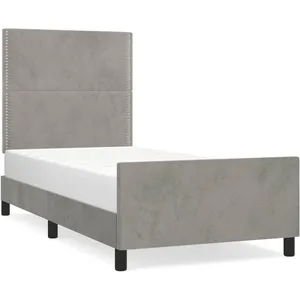 vidaXL Cadre de lit avec tête de lit Gris clair 100x200 cm Velours pas cher