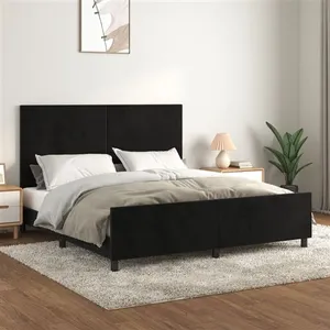 vidaXL Cadre de lit avec tête de lit Noir 180x200 cm Velours pas cher