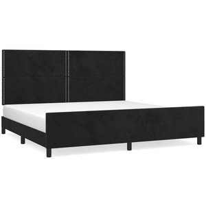 vidaXL Cadre de lit avec tête de lit Noir 200x200 cm Velours pas cher