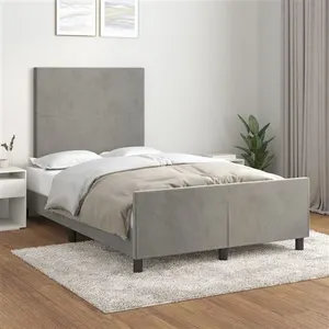 vidaXL Cadre de lit avec tête de lit Gris clair 120x200 cm pas cher