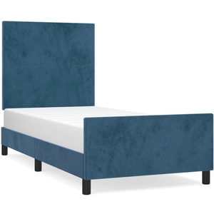 vidaXL Cadre de lit avec tête de lit Bleu foncé 90x200 cm Velours pas cher