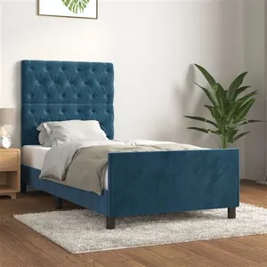 vidaXL Cadre de lit avec tête de lit Bleu foncé 80x200 cm Velours pas cher