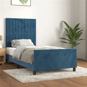vidaXL Cadre de lit avec tête de lit Bleu foncé 80x200 cm Velours pas cher