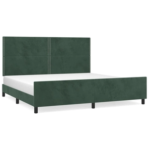 vidaXL Cadre de lit avec tête de lit Vert foncé 200x200 cm Velours pas cher