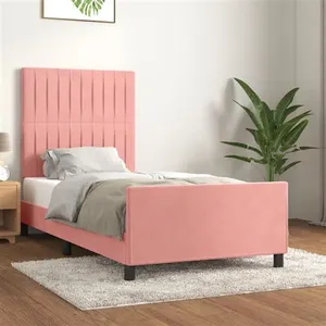 vidaXL Cadre de lit avec tête de lit Rose 80x200 cm Velours pas cher