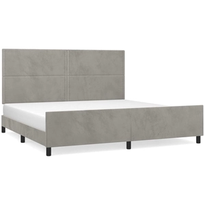 vidaXL Cadre de lit avec tête de lit Gris clair 200x200 cm Velours pas cher