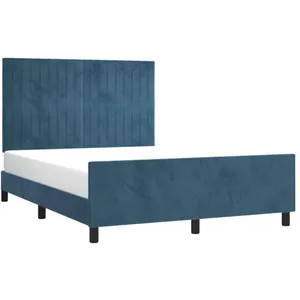 vidaXL Cadre de lit avec tête de lit Bleu foncé 140x200 cm Velours pas cher