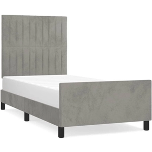 vidaXL Cadre de lit avec tête de lit Gris clair 90x200 cm Velours pas cher
