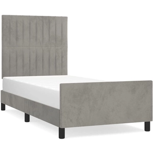 vidaXL Cadre de lit avec tête de lit Gris clair 100x200 cm Velours pas cher