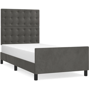 vidaXL Cadre de lit avec tête de lit Gris foncé 140x190 cm Velours pas cher
