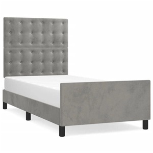 vidaXL Cadre de lit avec tête de lit Gris clair 90x200 cm Velours pas cher