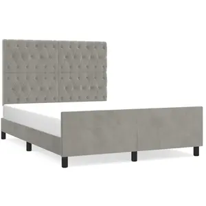 vidaXL Cadre de lit avec tête de lit Gris clair 140x190 cm Velours pas cher