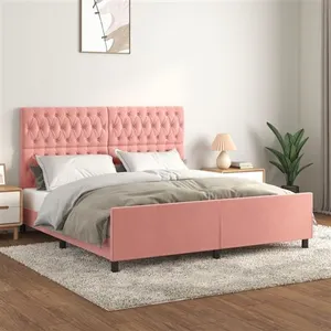 vidaXL Cadre de lit avec tête de lit Rose 180x200 cm Velours pas cher
