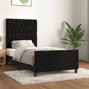 vidaXL Cadre de lit avec tête de lit Noir 100x200 cm Velours pas cher