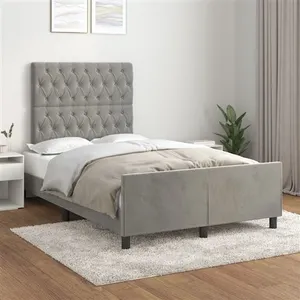 vidaXL Cadre de lit avec tête de lit Gris clair 120x200 cm pas cher