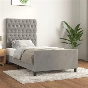 vidaXL Cadre de lit avec tête de lit Gris clair 100x200 cm Velours pas cher