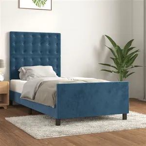 vidaXL Cadre de lit avec tête de lit Bleu foncé 80x200 cm Velours pas cher