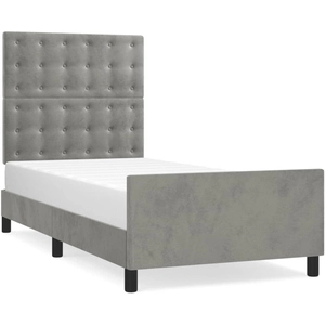 vidaXL Cadre de lit avec tête de lit Gris clair 90x190 cm Velours pas cher