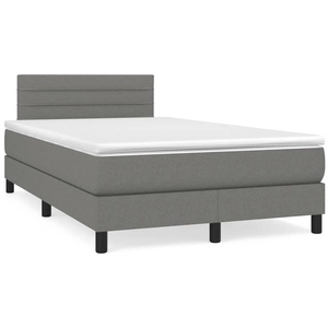 vidaXL Sommier à lattes de lit avec matelas Gris foncé 140x190cm Tissu pas cher