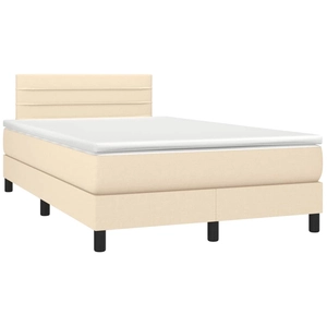 vidaXL Sommier à lattes de lit avec matelas Crème 120x200 cm Tissu pas cher