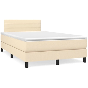 vidaXL Sommier à lattes de lit avec matelas Crème 140x190 cm Tissu pas cher