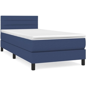 vidaXL Sommier à lattes de lit avec matelas Bleu 100x200 cm Tissu pas cher