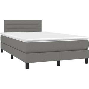 vidaXL Sommier à lattes de lit avec matelas Gris foncé 120x200cm Tissu pas cher