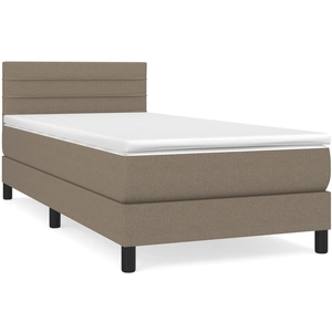 vidaXL Sommier à lattes de lit avec matelas Taupe 90x190 cm Tissu pas cher